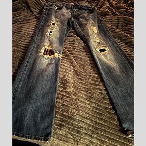 Men's Distressed Blue Jeans